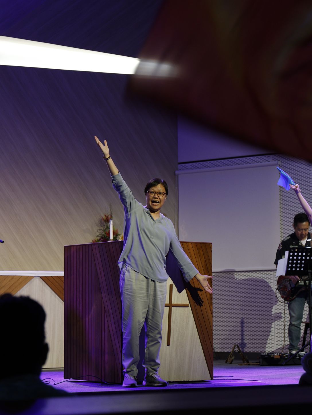 Worship team serving on stage